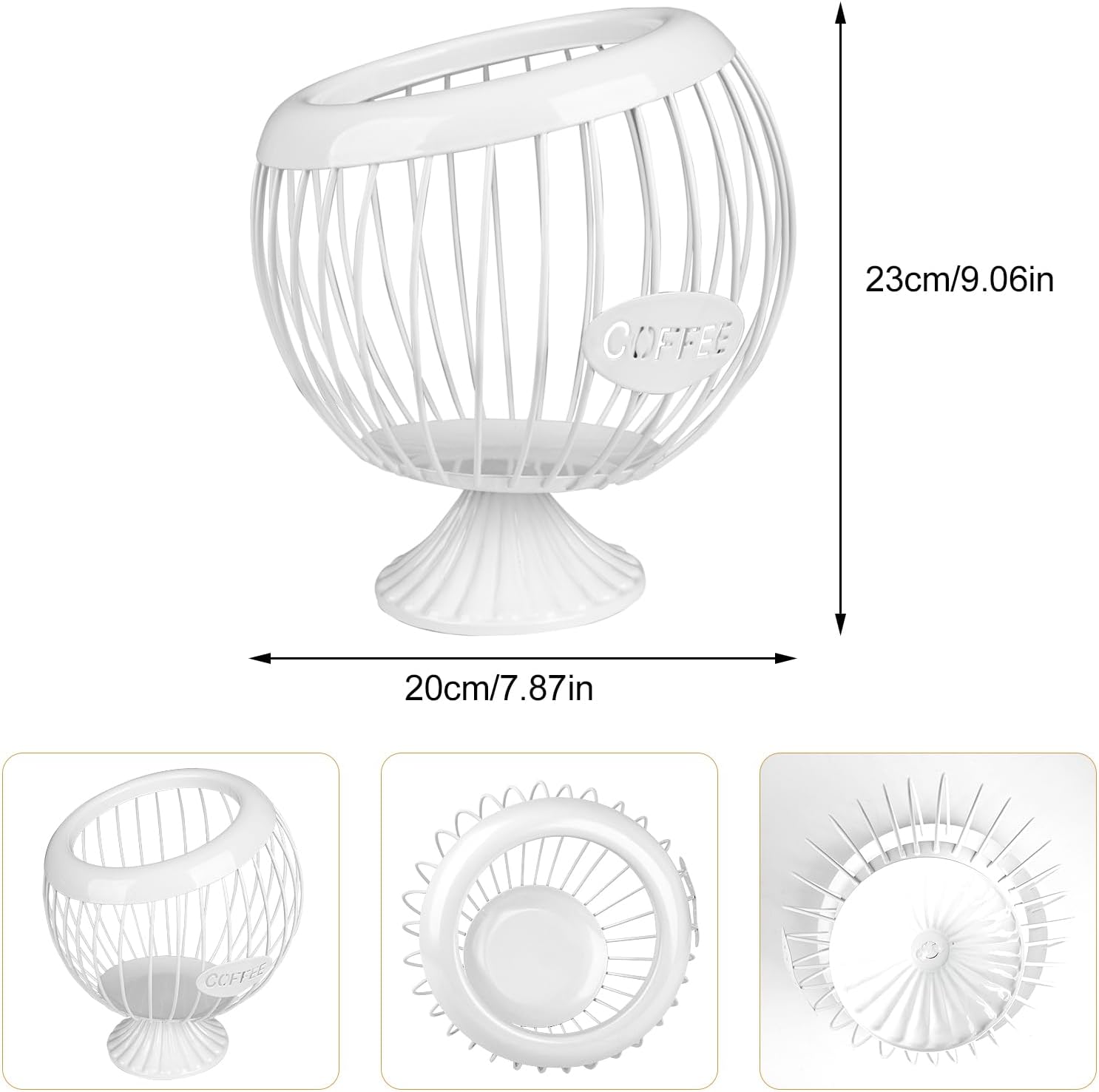 Stainless Steel Sphere Cup Coffee Basket pods holder Sturdy for Home or Office Kitchen Counter Organizer Espresso Capsule (White)