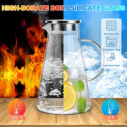 2L 68oz Glass Pitcher with Lid and Handle