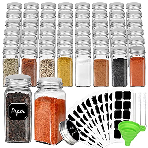 48 Pack 4oz Glass Spice Jars with Metal Caps and Shaker Lid