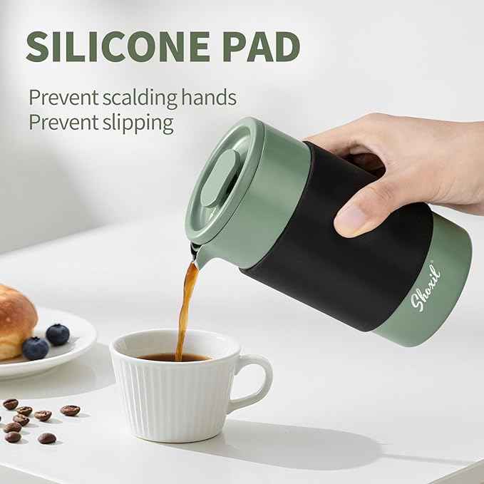 French Press – 350ml Stainless Steel Coffee Press, 2 Cup Cafetiere for Ground Coffee, Portable French Press