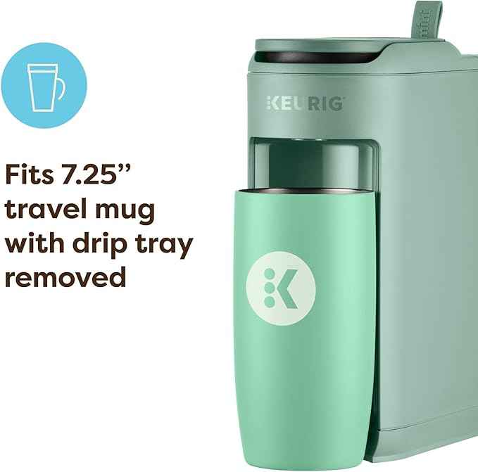 Keurig K-Mini Mate Single Serve K-Cup Pod Coffee Maker, Brews Up to 12 oz Cup, Compact Portable Coffee Machine for Small Spaces, Great for Dorms & Offices, Glamping Green