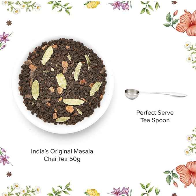 VAHDAM Masala Chai Gift Kit (1.75 ounce) | Signature Masala Chai Loose Leaf Tea in Tin Caddy with Premium Tea Spoon | Authentic Indian Chai Ritual | Elegant Gift Box