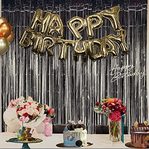 Black Foil Fringe Curtains (2 Count each)