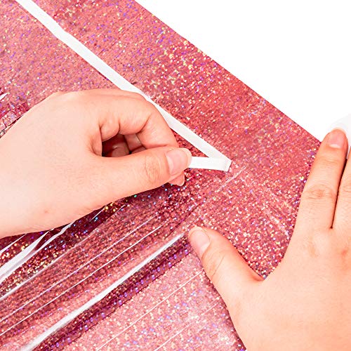 Rose Gold Tinsel Foil Fringe Curtains