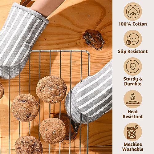 Oven Mitts Striped Gray (2 Count)
