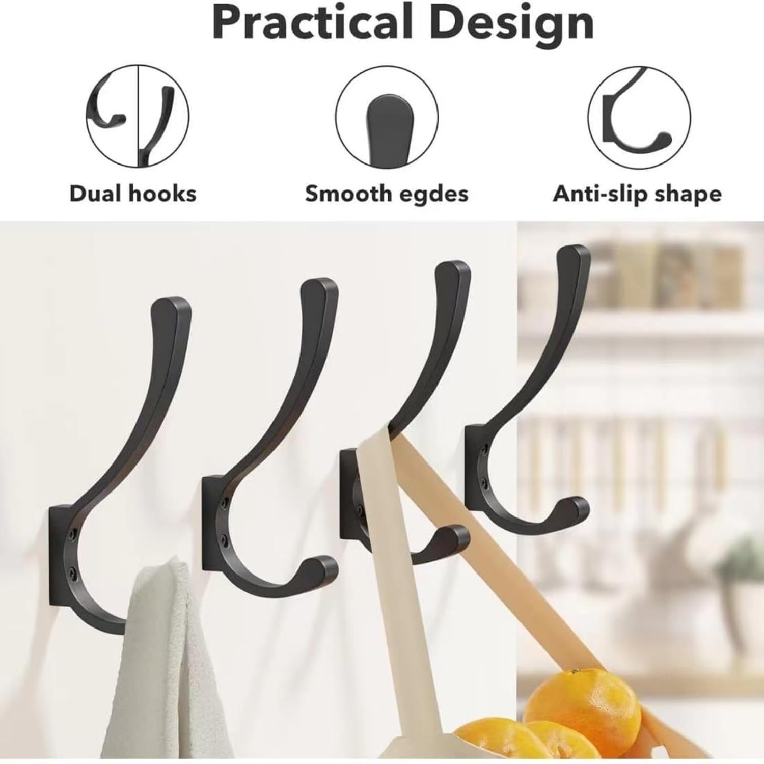 2 Pack Hanging Coat Hooks Wall Mount, Coat Hanger Wall Hangers, Metal Hooks for Hanging Heavy Duty, Screw in Hooks for Hanging Towels, Clothes, Backpack, Hat, Bag, Jacket, Key, Robe, Backpack Grey