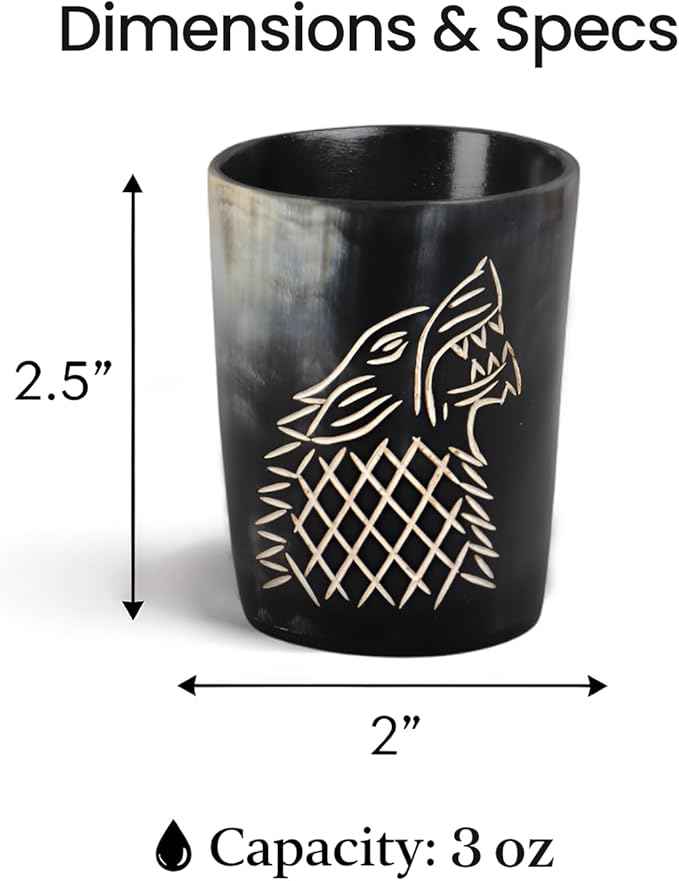 Handicrafts Home Viking Horn Shot Glasses Set of 8, Handmade Natural Ox Horn, Rustic Viking Drinkware Whiskey Shot Cups, Father’s day Gifts, Birthday Gifts for Men, Room Decor for Men