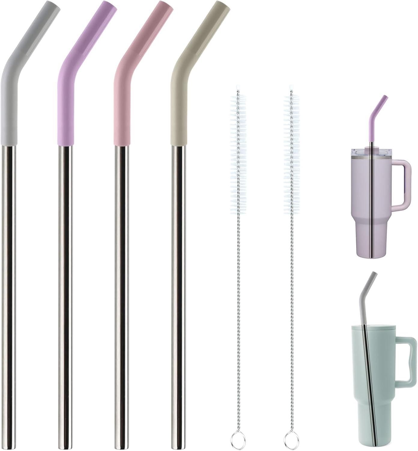Replacement Straws for 40oz Tumblers,Metal Straws Reusable Compatible with Stanley 40oz Cup, 40 oz Tumbler Straw,4 Pack 12