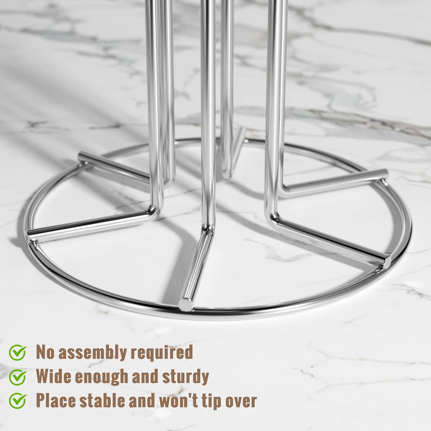 HULISEN Coffee Mug Holder for Countetop, Cup Tree for Counter Large Mugs with 6 Hooks, Metal Cup Holder Stand, Standing Rack Display for Coffee Bar, Silver
