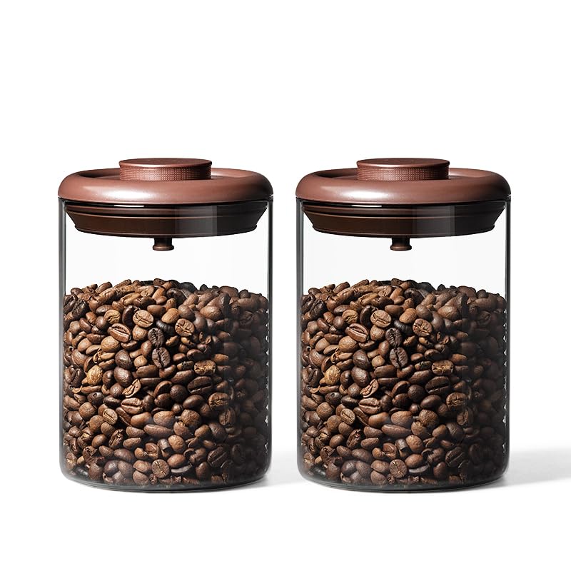 Glass Coffee Canister 900ml x 2 Jar (2 Count)