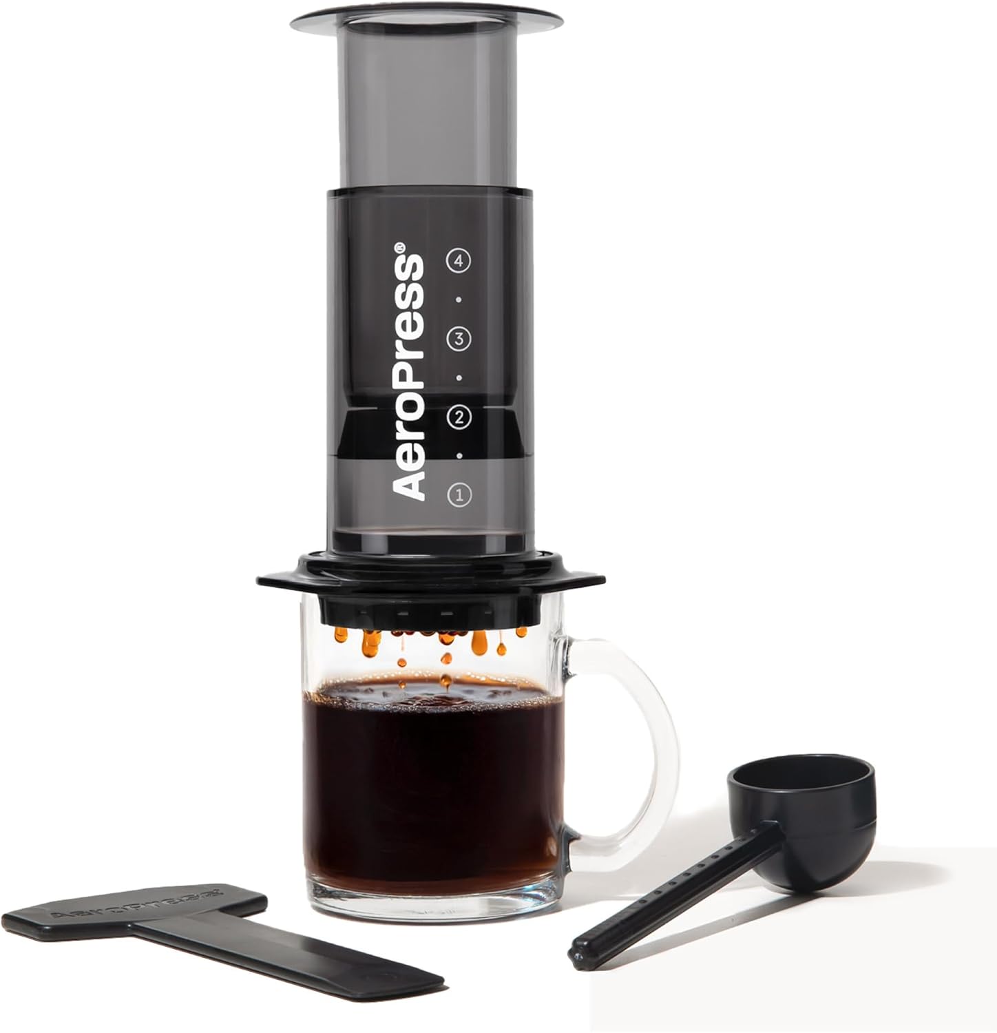 AeroPress Clear Black Coffee Press – 3 In 1 Brew Method Combines French Press, Espresso, Full Bodied Coffee Without Grit or Bitterness, Small Portable Coffee Maker for Camping & Travel, Black - Blissbrew