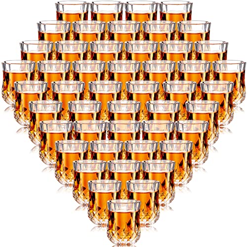 48 Pcs 1.7 oz Mini Shot Glasses Set Whiskey Tasting Glasses Heavy Duty Base Clear Shot Cup Cute Cordial Mini Wine Cups for Bourbon