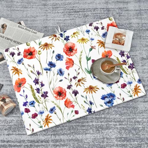 Spring Wildflowers Dish Drying Mats for Kitchen Counter