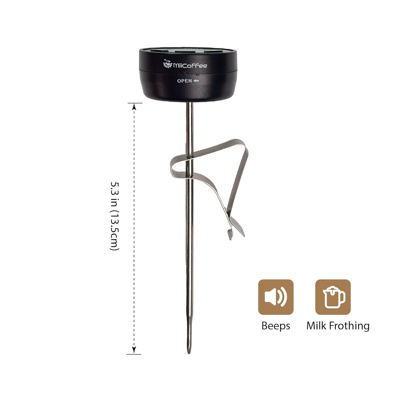 MiiCoffee Digital Milk Frothing Thermometer with Clip, Espresso Machine Accessories for Steaming Milk (Fahrenheit)