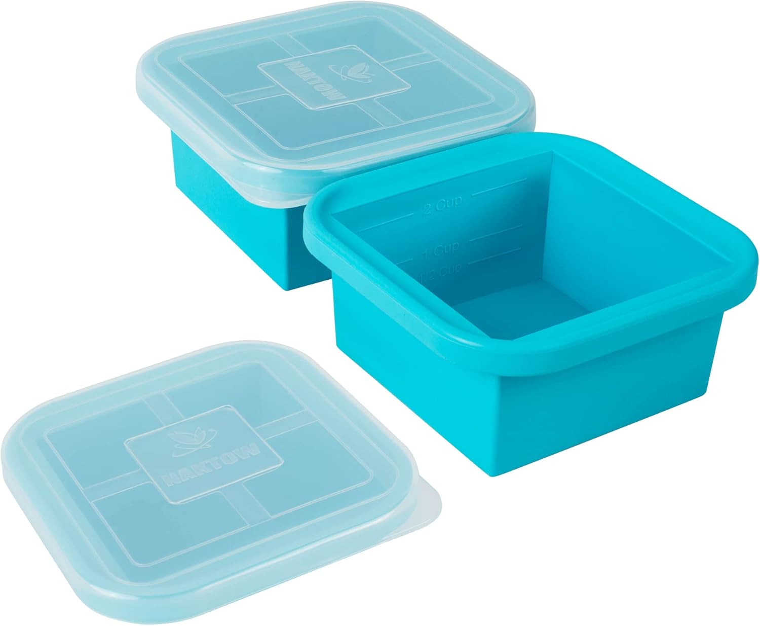 Silicone Freezing Tray with Lid - 2-Cup 2 Pack Freezer Containers,Make 1 Perfect Freezing,Storing Soups, Foods, Stews, Dips or Sauces Simple and Convenient Color Aqua - Blissbrew