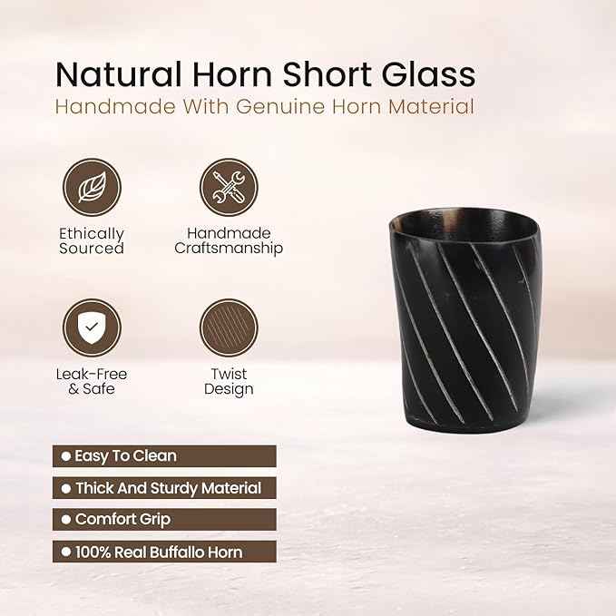 Handicrafts Home Viking Horn Shot Glasses Set of 8, Handmade Natural Ox Horn, Rustic Viking Drinkware Whiskey Shot Cups, Father’s day Gifts, Birthday Gifts for Men, Room Decor for Men