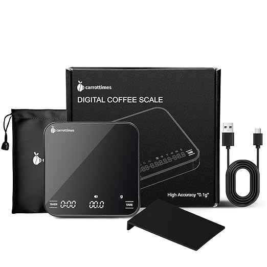 Rechargeable Mini Coffee Scale with Timer, 2kg/0.1g Precision Espresso Scale, Portable Digital Coffee Scale w/ 4 Modes for Espresso and Pour-Over Coffee (Black)