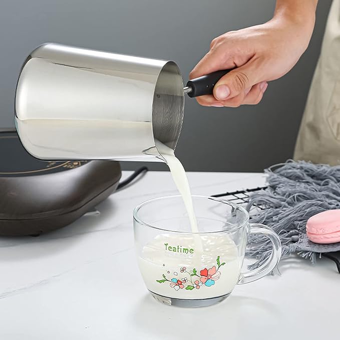 Turkish Coffee Pot, Stainless Steel Milk and Coffee Warmer, Ibrik Cezve Arabic Briki Coffee Pot, Chocolate and Butter Melting Pot with Heat Resistant Handle, 33.82 OZ, 1000 ML