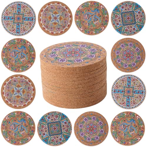 Cork Coasters for Drinks Absorbent Non Slip 12pcs 4 Inch Turkish (12 Count)