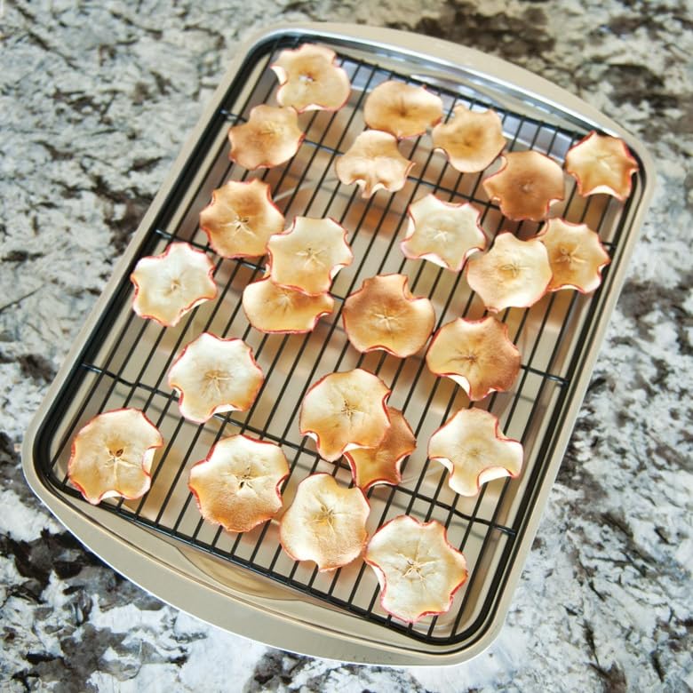Oven Crisp Baking Tray 2pc Set Includes Pan and Rack; Natural Aluminum For Air Frying