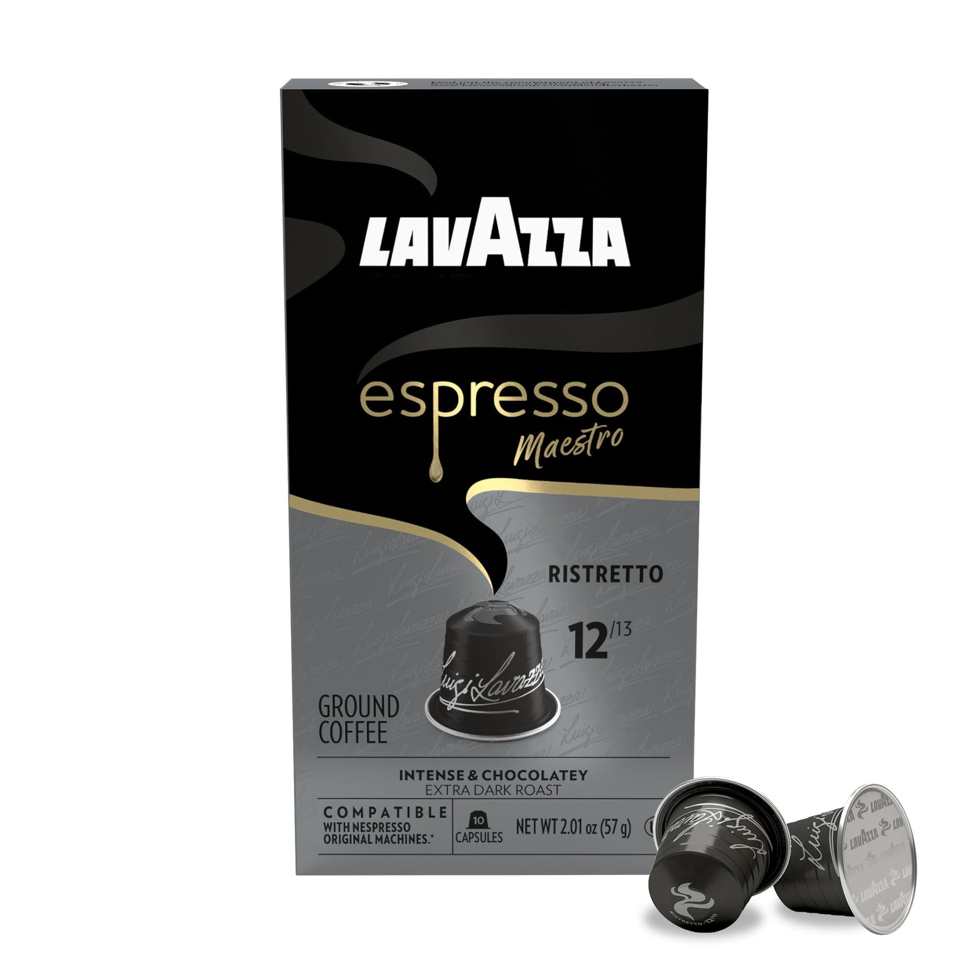 Espresso Maestro Ristretto Aluminum Capsules Compatible with Nespresso* Original Machines (60 Count)