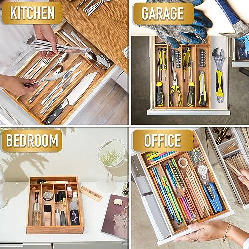 Silverware Organizer Kitchen Drawer Organizer Utensil Organizer Acacia Silverware Holder Cutlery Organizer in Drawer Flatware Organizer Tray
