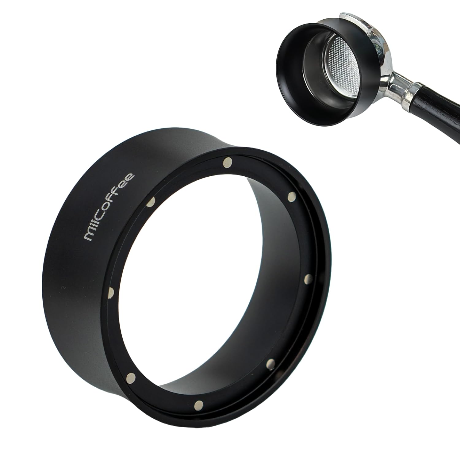 MiiCoffee 58mm Magnetic Dosing Funnel - Espresso Coffee Dosing Ring - Anodized Aluminum with 9 Magnetized Steel Compatible with 58mm Portafilter (Tall)