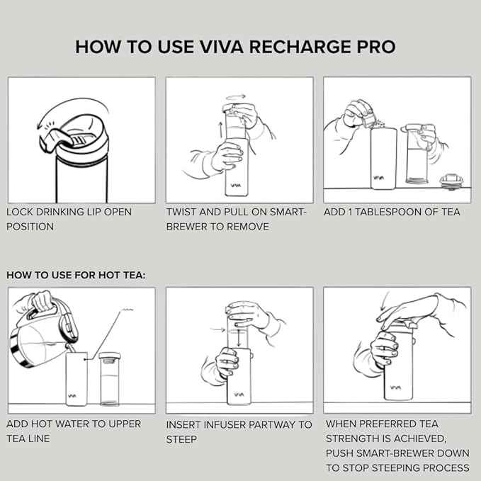 VIVA Recharge Grey Insulated Tea & Coffee Mug & Travel French Press Coffee Maker, 16 oz, Brew & Drink From the Same Coffee Mug On the Go or Camping