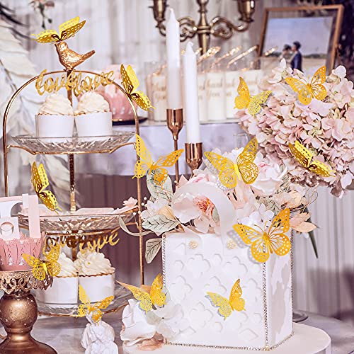 3D Butterfly Wall Decor 48 Pcs Gold Butterfly Birthday Decorations (48 Count)