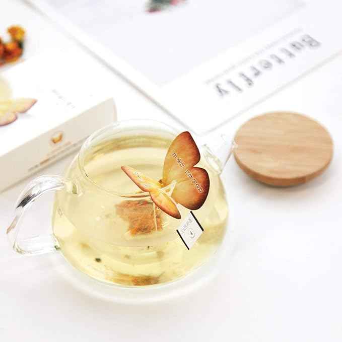 KKOKDAM Fancy Korean Tea Set Sampler – 3 Flavor Yellow Teas, Variety Pack with Butterfly Bags – Perfect and Elegant Korean Gift Box for Women- Perfect as Unique Tea Gifts or Gift Set for Women