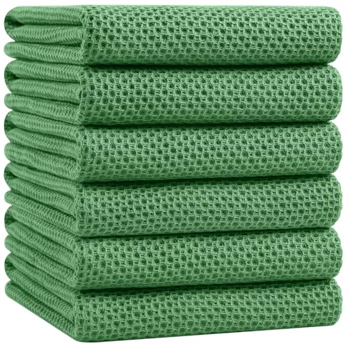 100% Cotton Oversized Waffle Weave Kitchen Towels 6 (6 Count)
