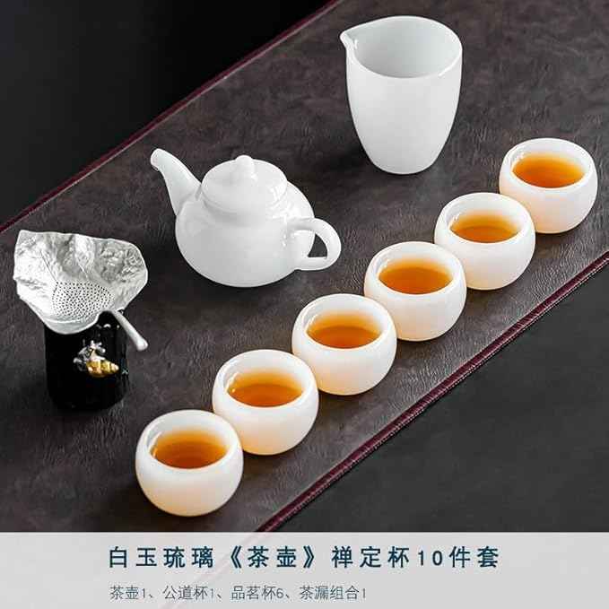 Glass Tea Set with Large Gaiwan and White Porcelain Teapot-suit9