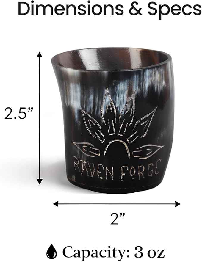 Handicrafts Home Viking Horn Shot Glasses Set of 4, Handmade Natural Ox Horn, Rustic Viking Drinkware Whiskey Shot Cups, Father’s Day Gifts, Medieval Decor Gift Set for Men & Groomsmen, Birthday Gifts