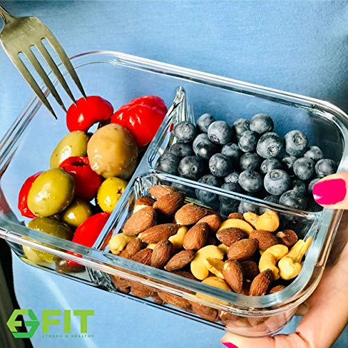 Glass Meal Prep Containers 1 & 2 & 3 Compartments (3 Count)