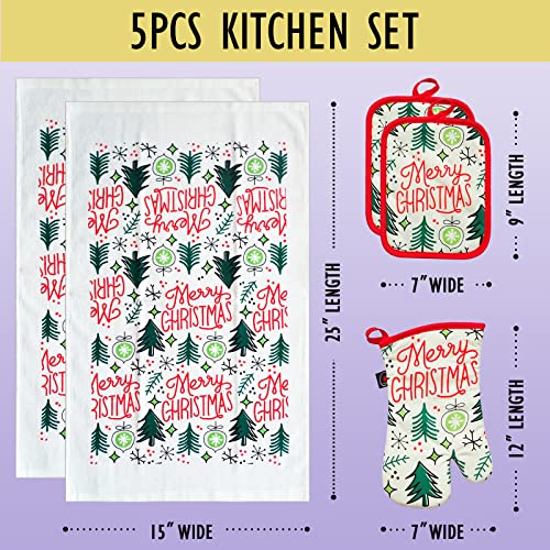 Oven Mitts and Potholders Dish Towles Set 100% Cotton for Perfect for Gifting (16 Ounce)