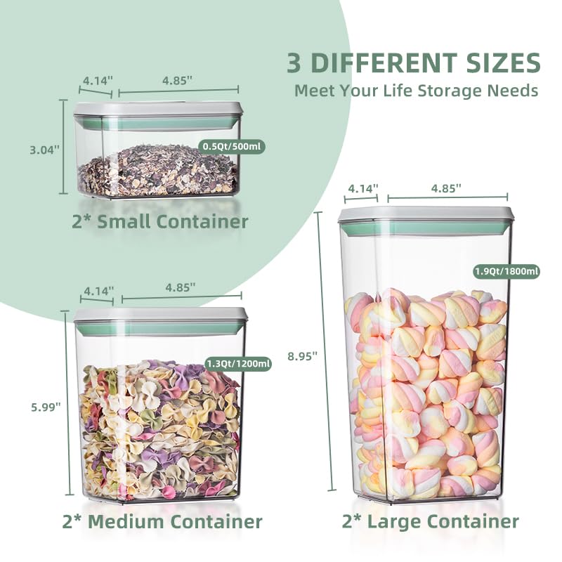 Airtight Food Storage Container Sets with Lids 6Pcs Pop Containers for Kitchen Pantry Organization BPA (3 Count)