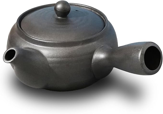 Banko-Yaki Japanese Tea Pot – Traditional Japanese Tea Kettle with Stainless Steel Bottom Strainer – Heat Resistant and Durable Ceramic Teapot for Deep Steamed Tea (Lava Gray)