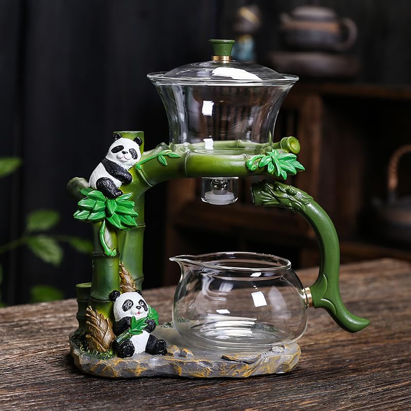 Magnetic TeaPot Automatic Drip Glass Teapots Lazy Kungfu Tea Infuser Panda Heat