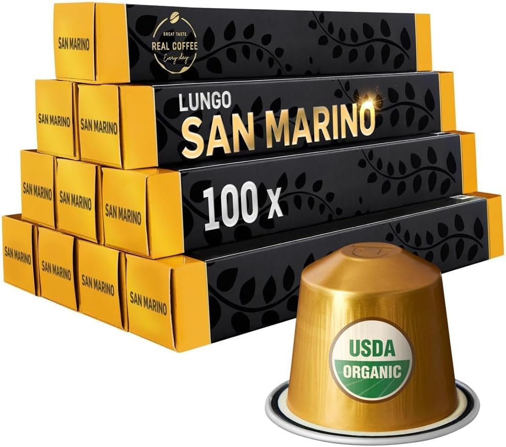 San Marino’ Organic Italian Lungo for Nespresso Original Line Machines (100 Count)