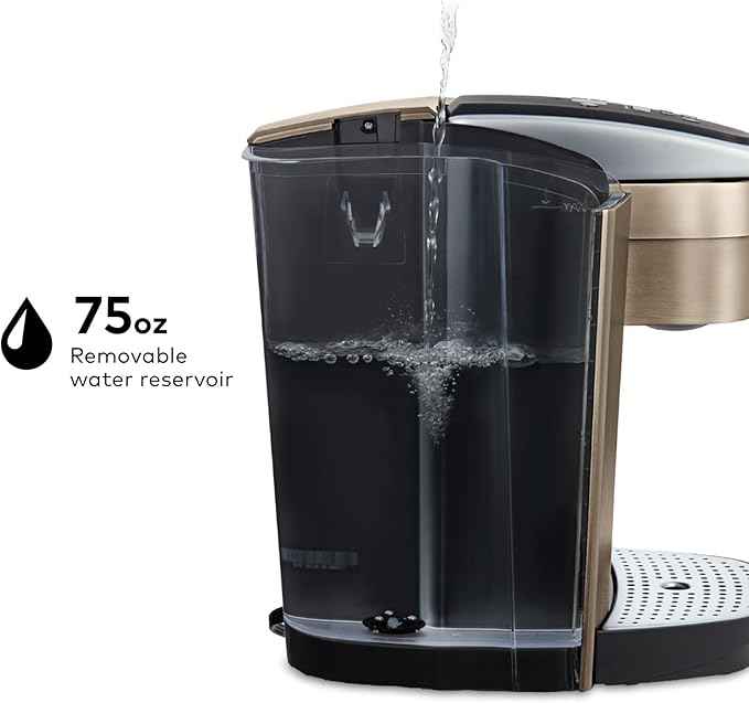 Keurig K-Elite Single Serve K-Cup Pod Coffee Maker, with Strength and Temperature Control, Iced Coffee Capability, 8 to 12oz Brew Size, Programmable, Brushed Gold
