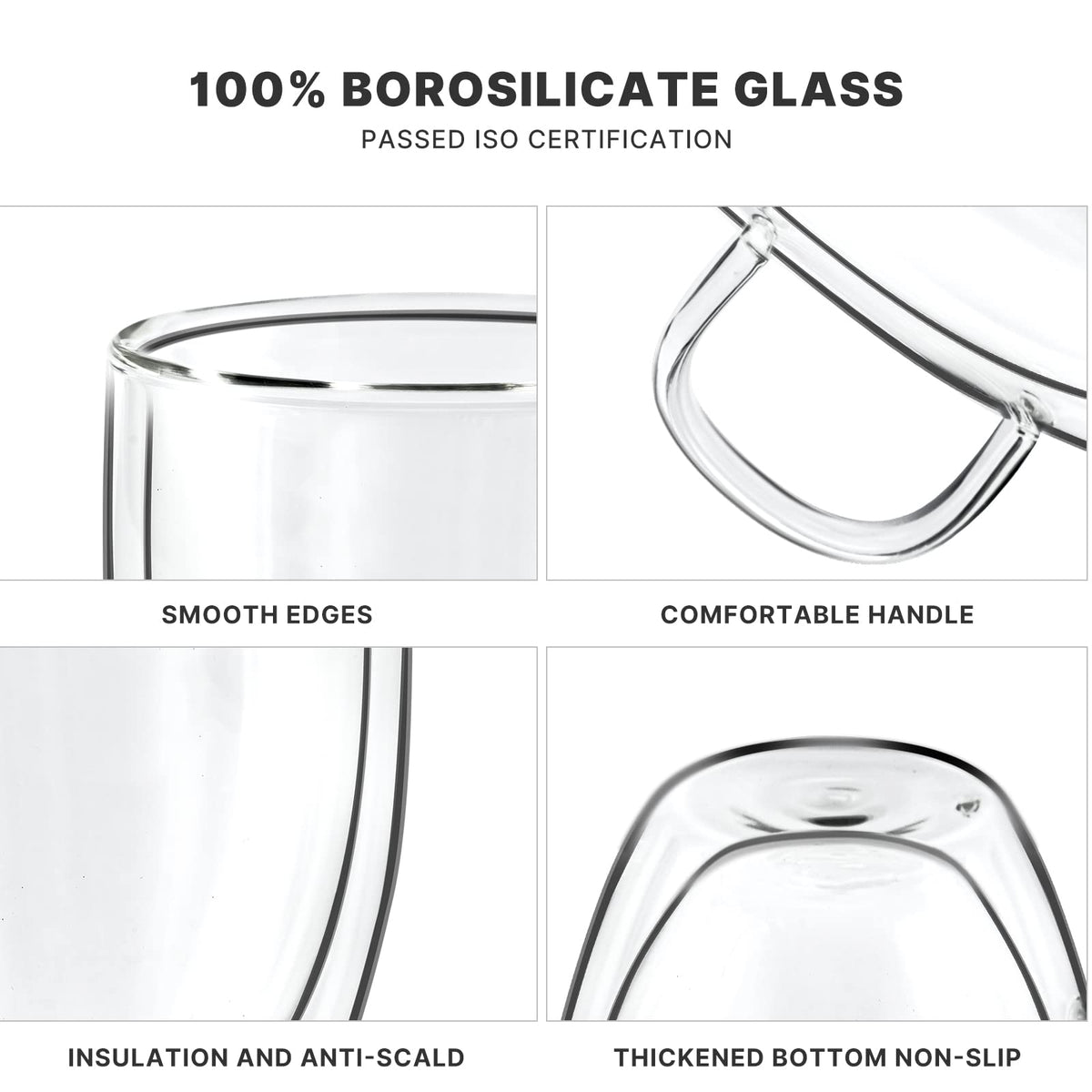 Double wall glass mug designed with an insulated layer