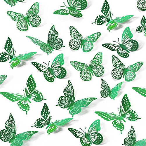 3D Butterfly Wall Decor 48 Pcs Dark Green Butterfly Decorations (48 Count)