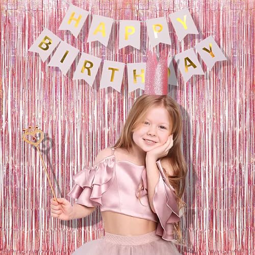 Rose Gold Tinsel Foil Fringe Curtains