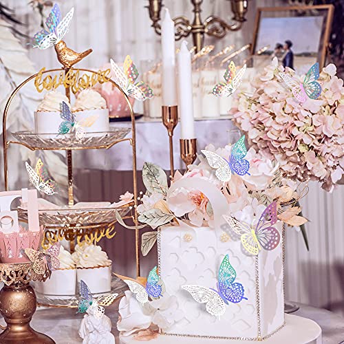 3D Butterfly Wall Decor 48 Pcs Laser Butterfly Birthday Decoration (48 Count)