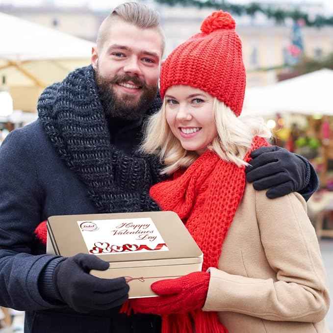Dulcet Gift Baskets Happy Valentines Love Day Deluxe Bakery Mix of Assorted Cookies and Pastries with Decorative Teddy Bear for Women, Friend, College, Couples, Husband, Wife, Him & Her.