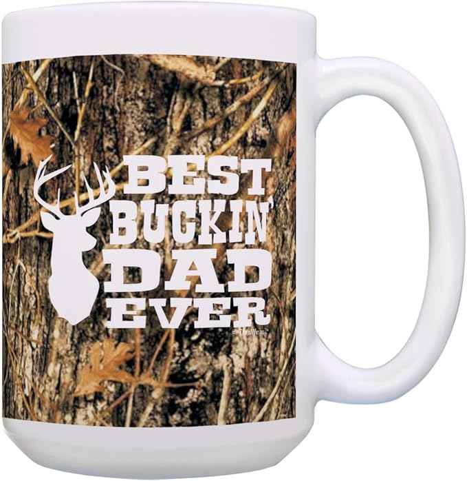 Country Dad Gifts Best Buckin Dad Ever Dad Deer Hunting Gift 15-oz Coffee Mug Tea Cup 15 oz Camo