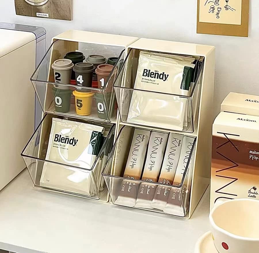 Acrylic Tea Bag & K Cup Organizer with 2 Transparent Drawers