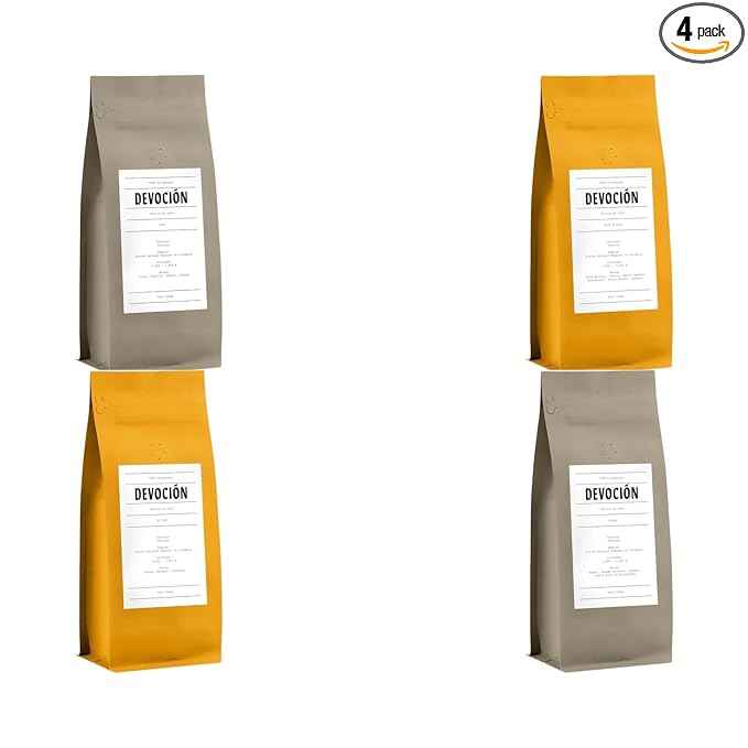 Bean Box Coffee Sampler - Roasted by Devocion, 4-Pack, Freshly Ground Coffee, Gourmet Coffee