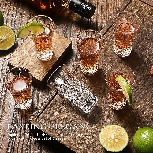 6 Pack Shot Glass Bulk Set with Heavy Base 2 OZ Small Shot Cups for Vodka
