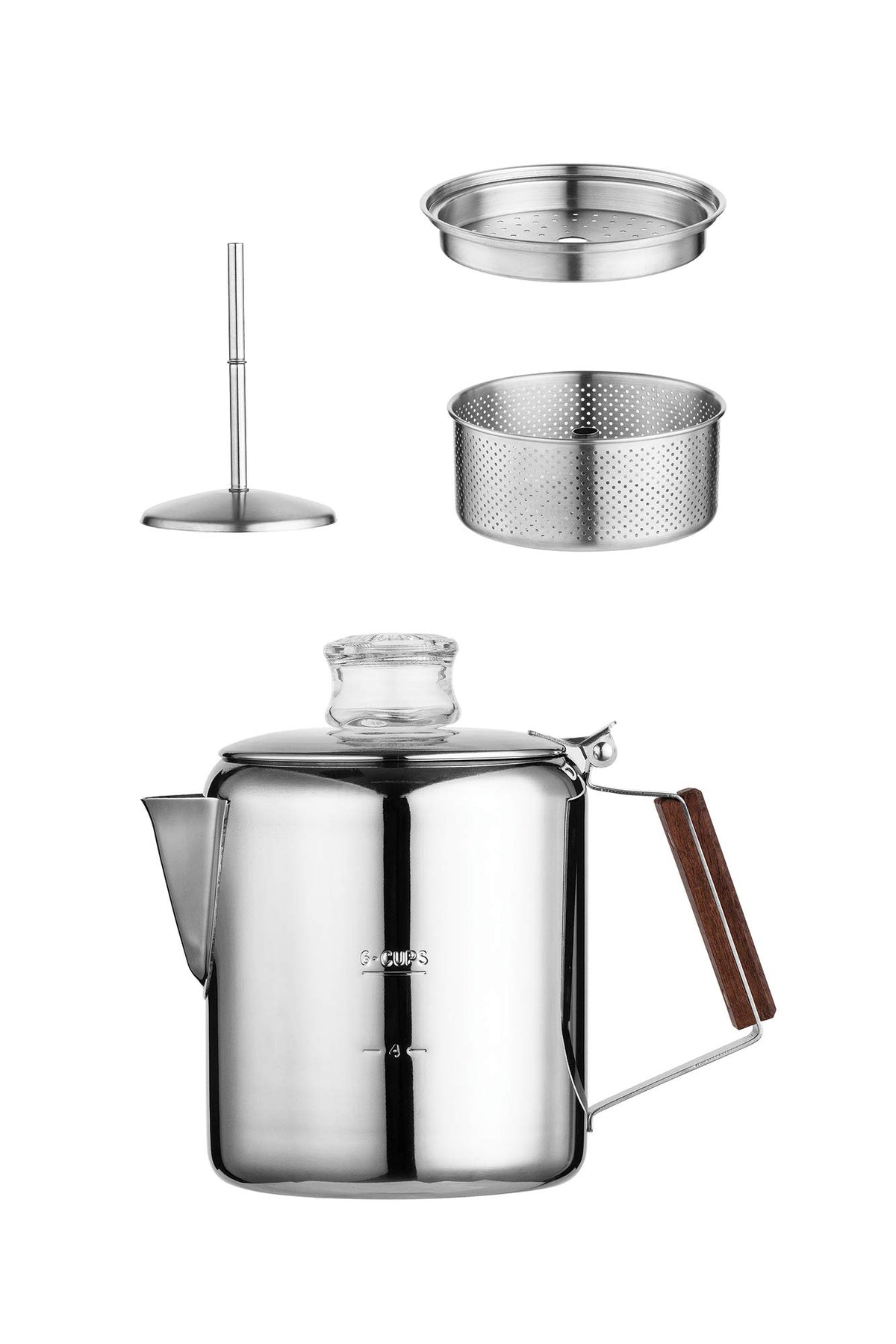 Percolator with glass cover knob